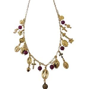 Mia Fiore 18kt Gold Plated Rosary Charm Necklace Cross Religious Angel Catholic